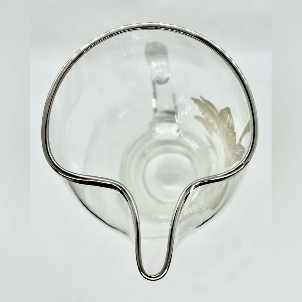 Vintage Imperial Sterling Silver Overlay Glass Pitcher 8.75”